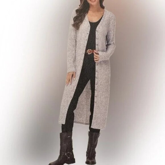 NWT Frye Duster Long Cardigan Sweater Midi Dress Heather Gray - Picture 1 of 5